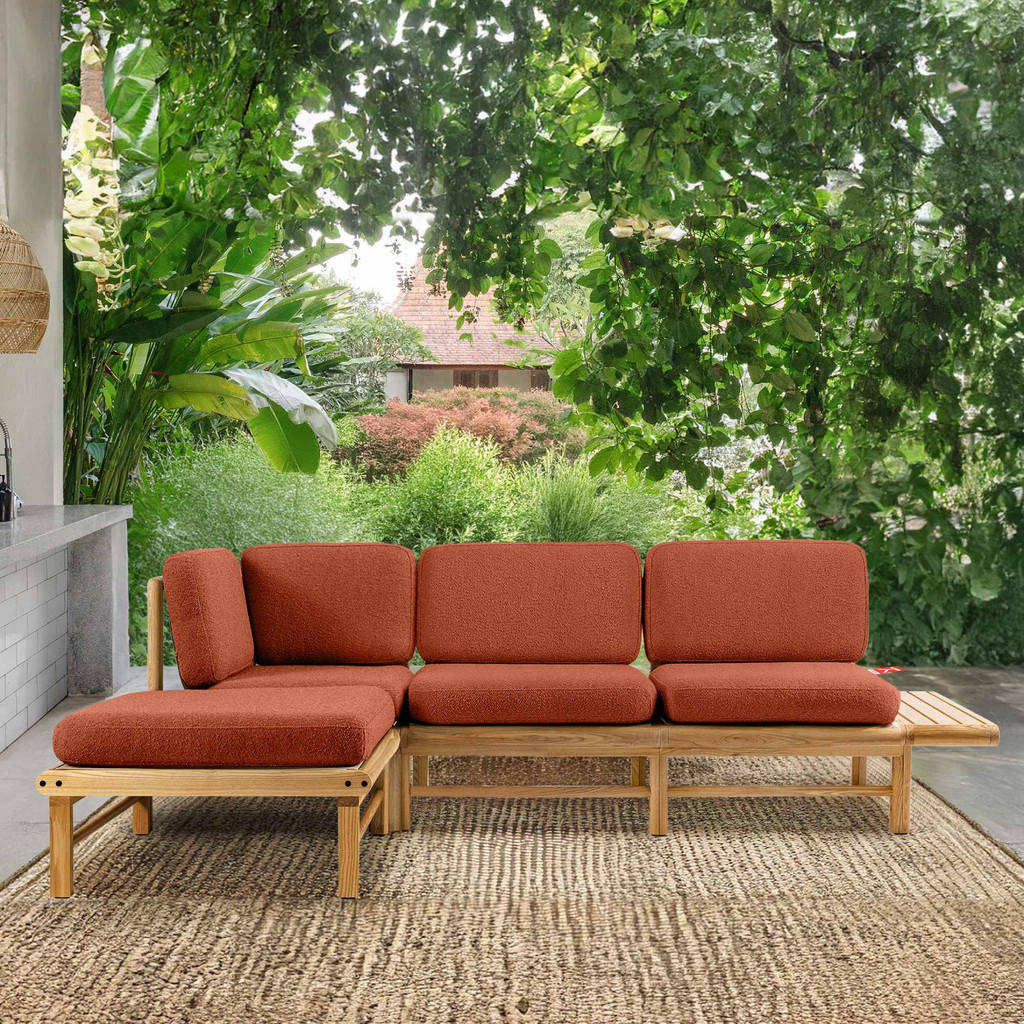 Thumbnail - Konsimo® Loungesofa, Orange, Holz, Textil, 245x74x150 cm, Loungemöbel, Gartensofas