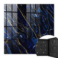 SCHLÜSSELBOX Schwarz 30x30 cm- Türöffnung nach rechts - Marineblaues Muster - Dunkelblau, Metall (30/30/5cm) - TULUP