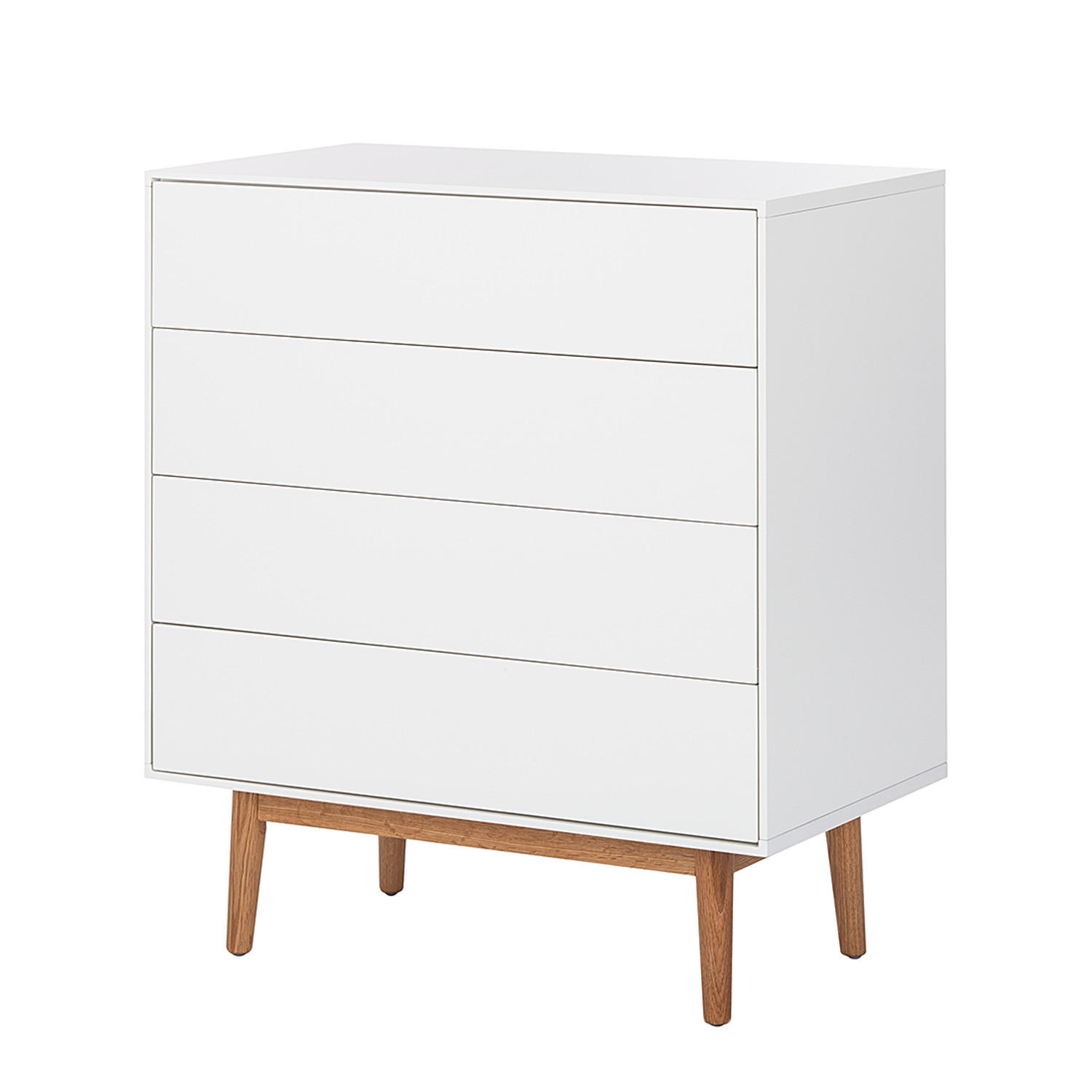 KOMMODE - Eichefarben/Weiß, Eichenholz/Holz (80/90/45cm) - home24