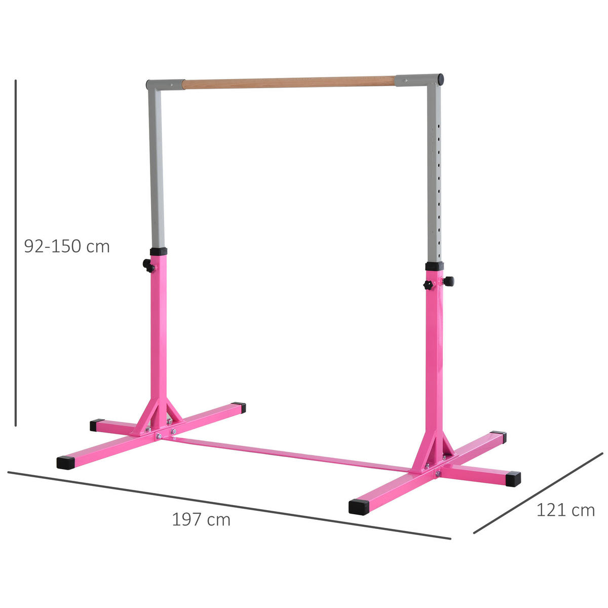 TURNRECK, Stahl, Rosa, 197B x 121T x 92-150H cm - Rosa, Metall (121/197cm) - HOMCOM