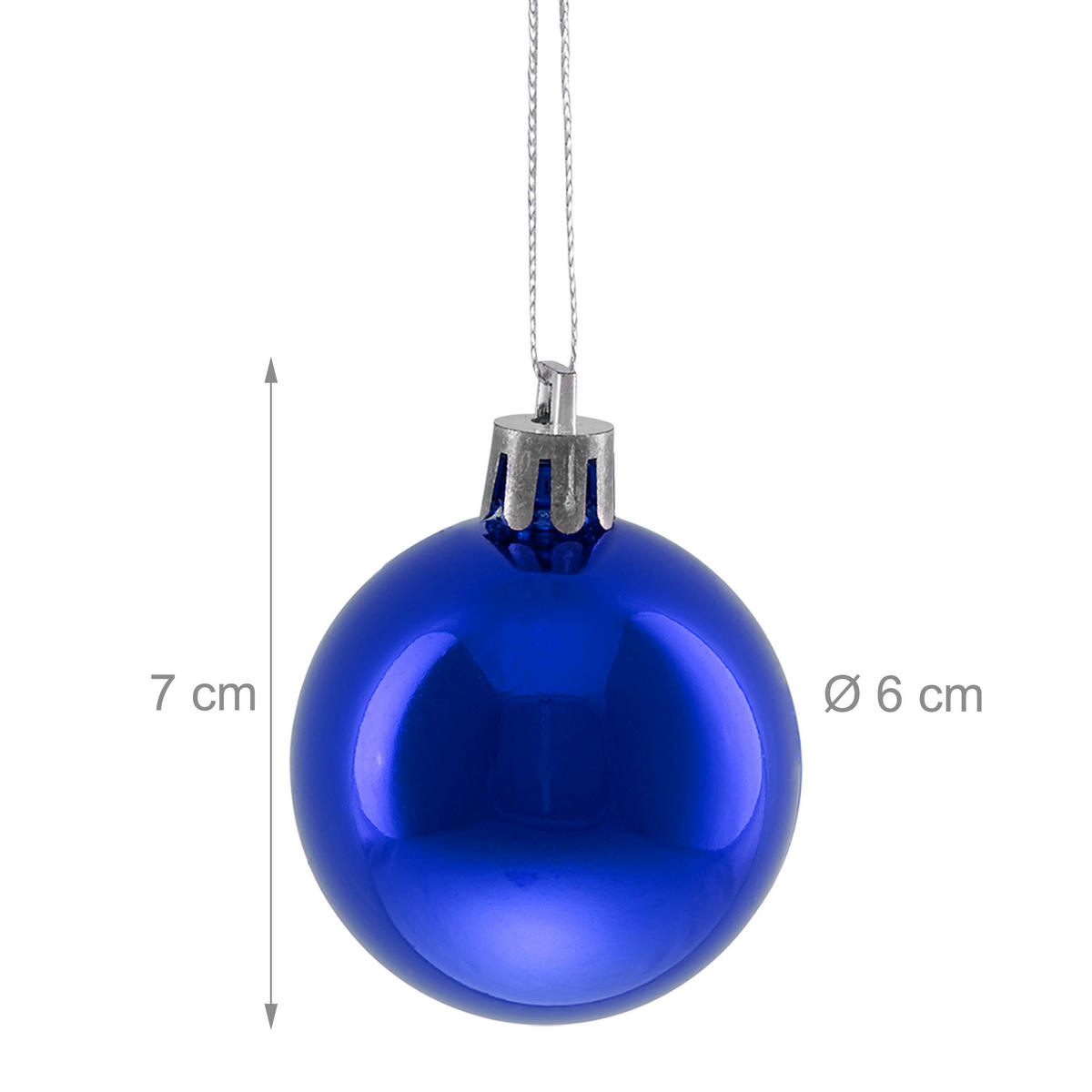 50XWEIHNACHTSKUGELN - Blau, Kunststoff (6/7/6cm) - Relaxdays