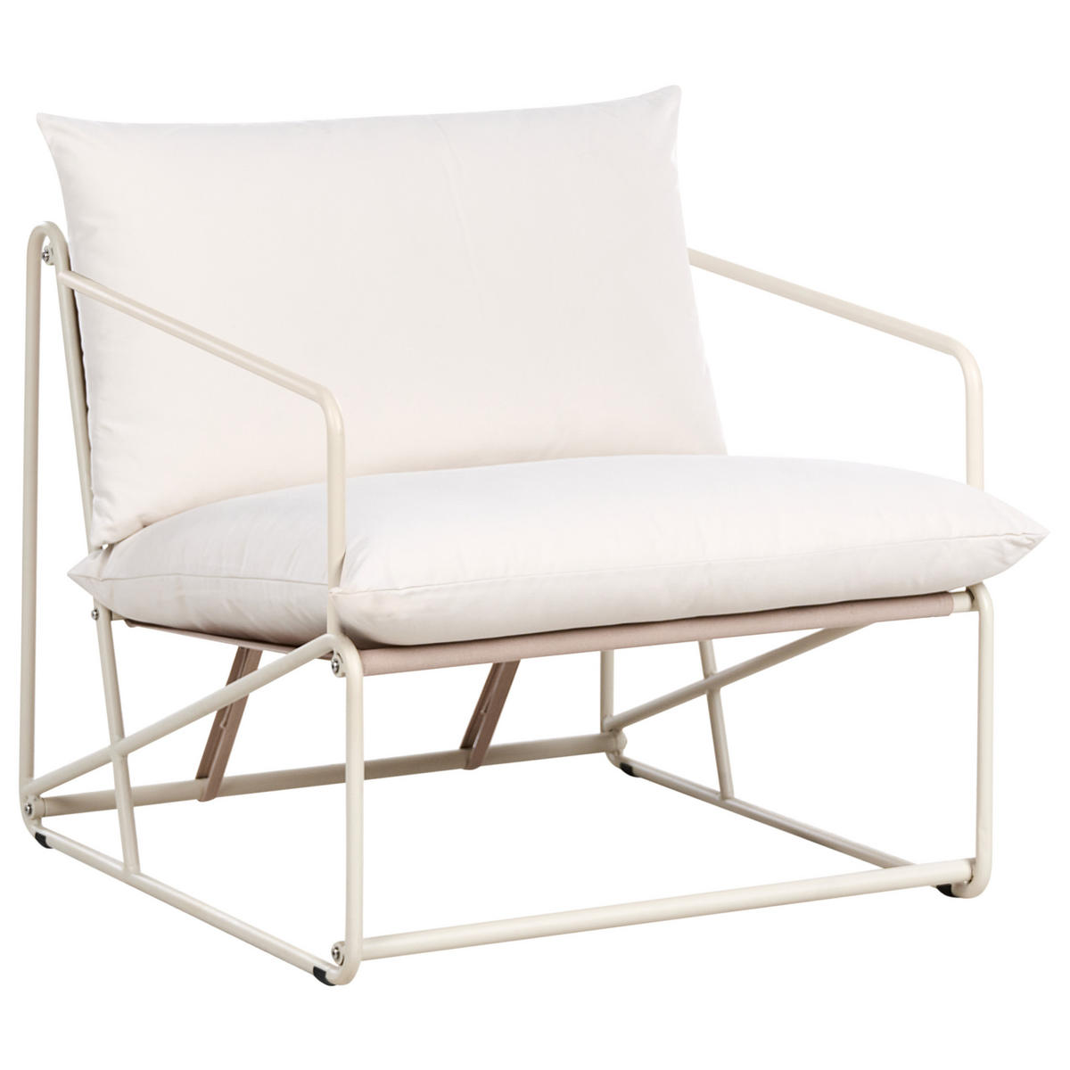 GARTENSTUHL Hellbeige Ponte - Beige/Grau, Metall (80/88/94cm) - Beliani