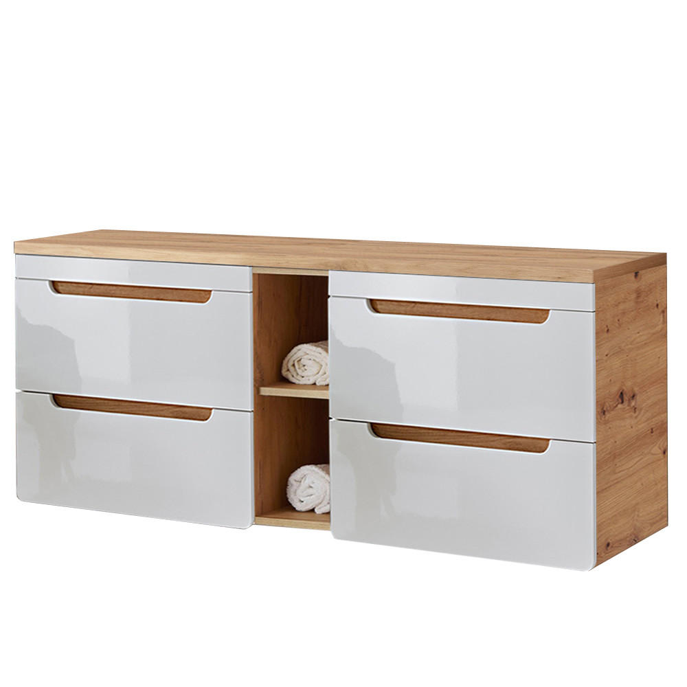 WASCHBECKENSCHRANK Luton-56 - Weiß, Holzwerkstoff (141/62/46cm) - Lomado