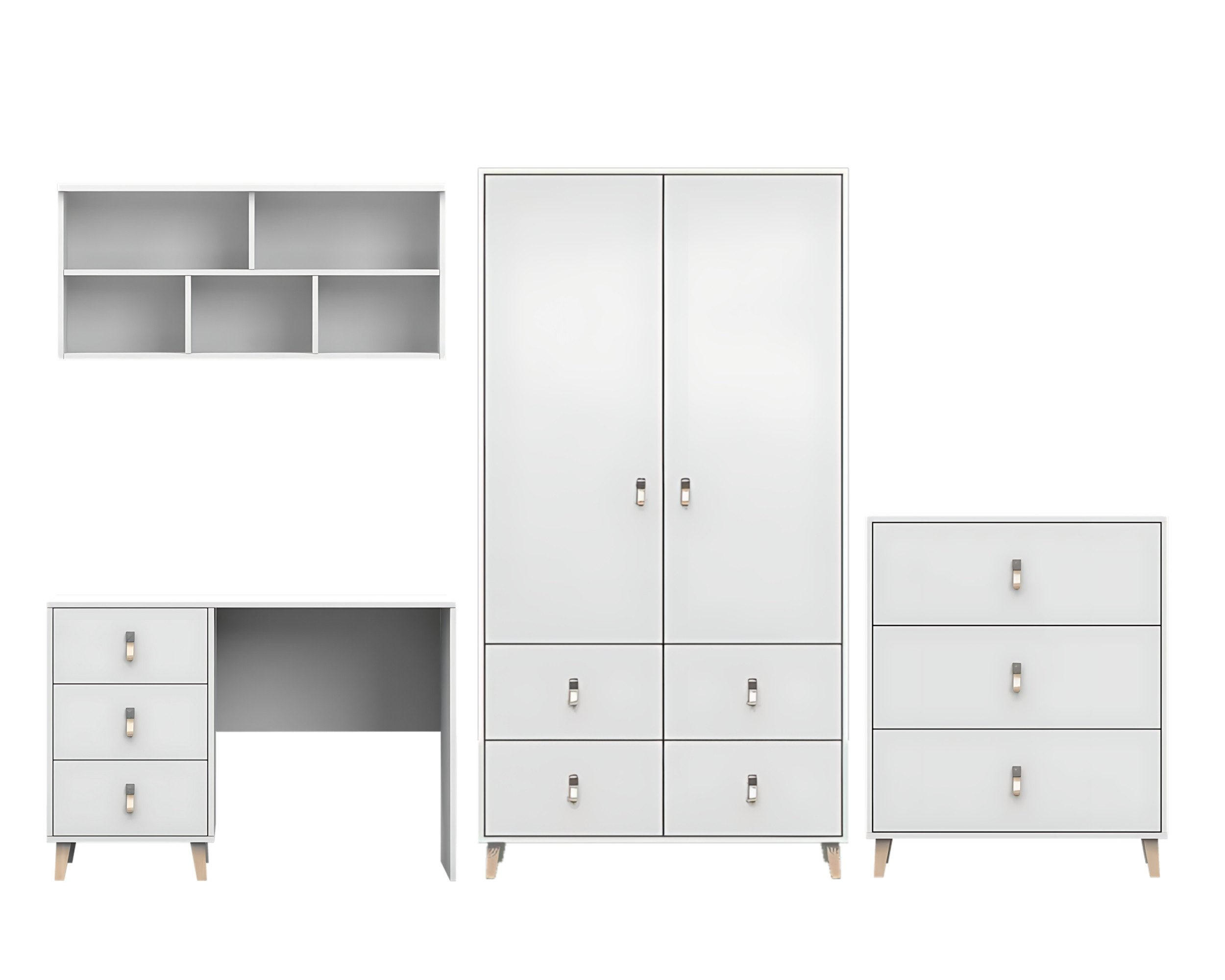 JUGENDZIMMER FAGOT 4-teilig in Weiß Skandi-Still - Weiß, Holzwerkstoff (294/202/56cm) - Deine Möbel 24