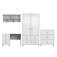 JUGENDZIMMER FAGOT 4-teilig in Weiß Skandi-Still - Weiß, Holzwerkstoff (294/202/56cm) - Deine Möbel 24