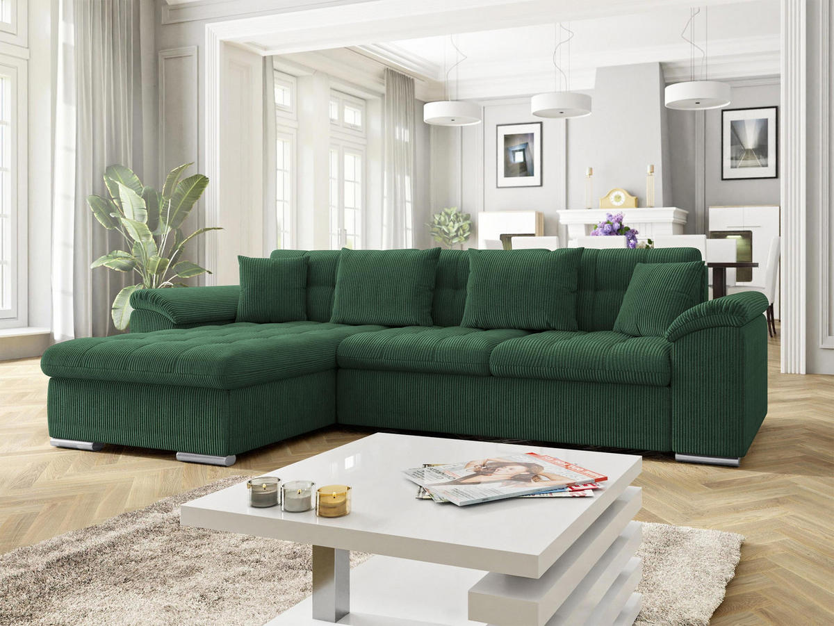 COLTAR Diana Reiat, Stanga - verde închis, material textil/lemn (280/160cm) - MIRJAN24