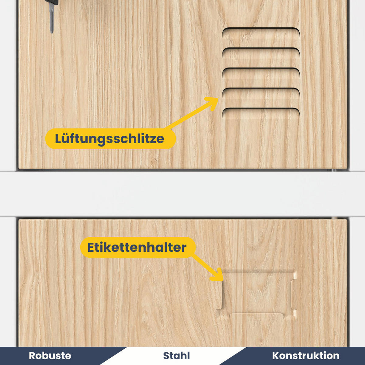 SCHLIESSFACHSCHRANK Spind BERN 12 Fächer185x90x40cm Weiß-Sonoma Eiche - Weiß, Metall (90/185/40cm) - DELUKE