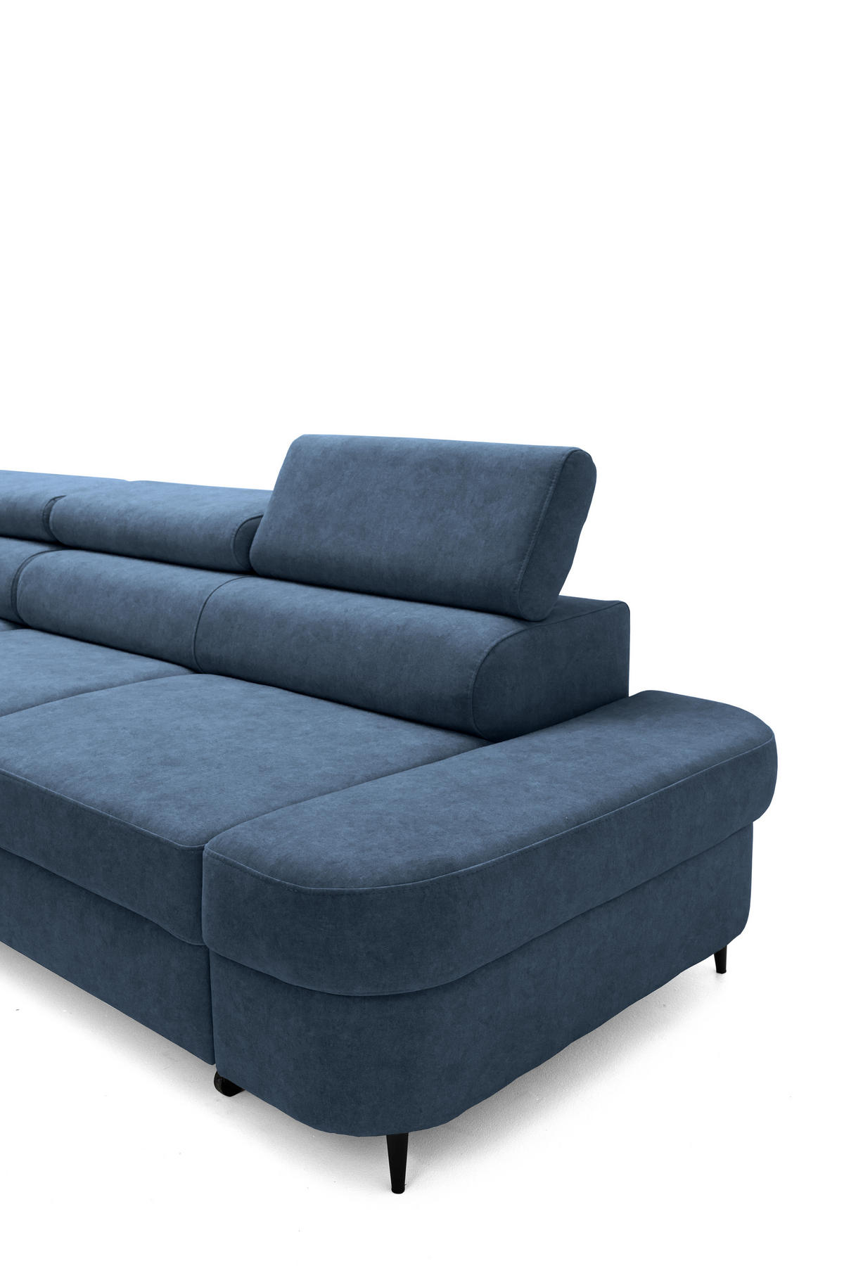 ECKSOFA PRIAM L Links mit Schlaffunktion 125x195 Velours Blau - Blau/Schwarz, Holz/Textil (203/275cm) - Muffo