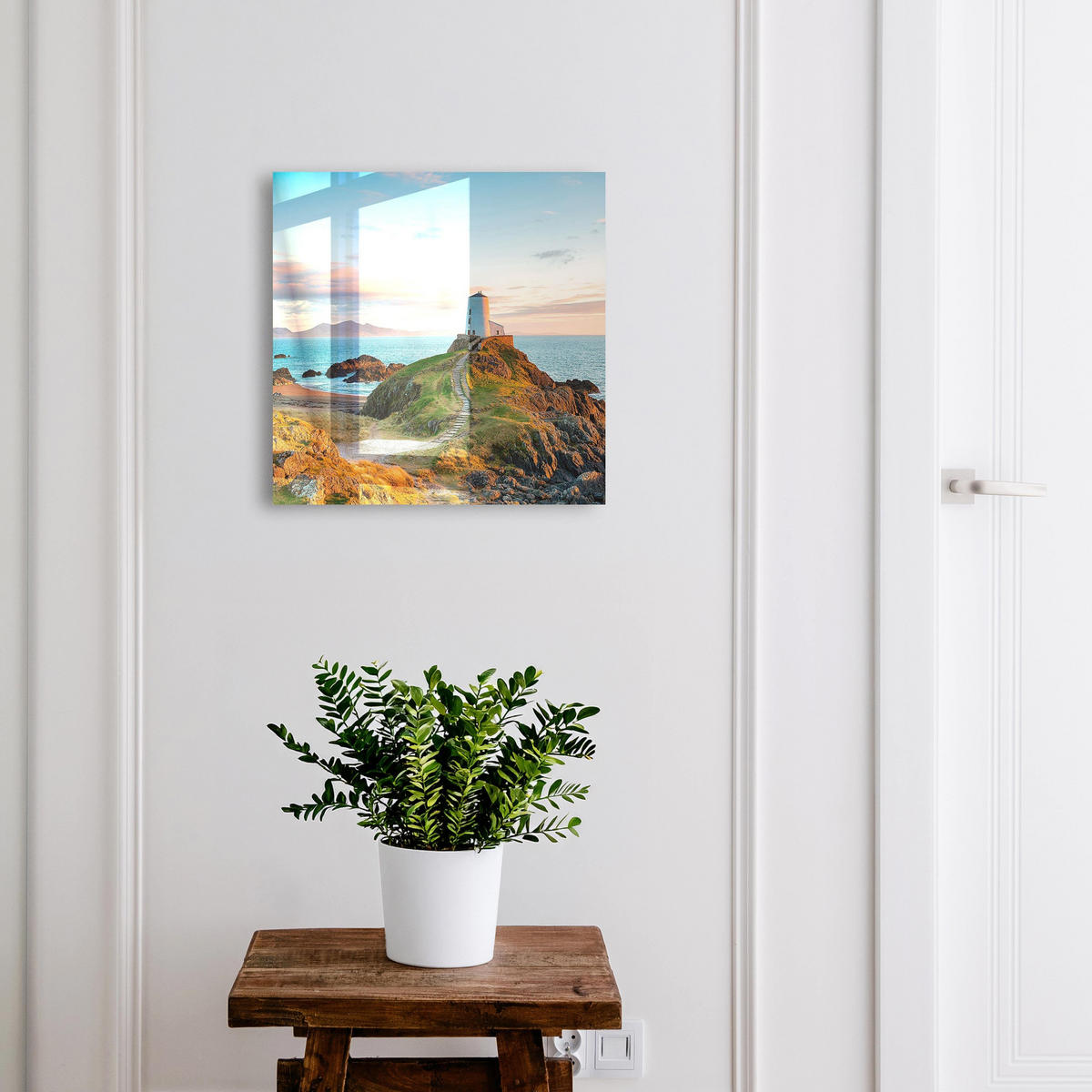 SCHLÜSSELBOX Schwarz 30x30 cm- Türöffnung nach rechts - Leuchtturm - Blau, Metall (30/30/5cm) - TULUP