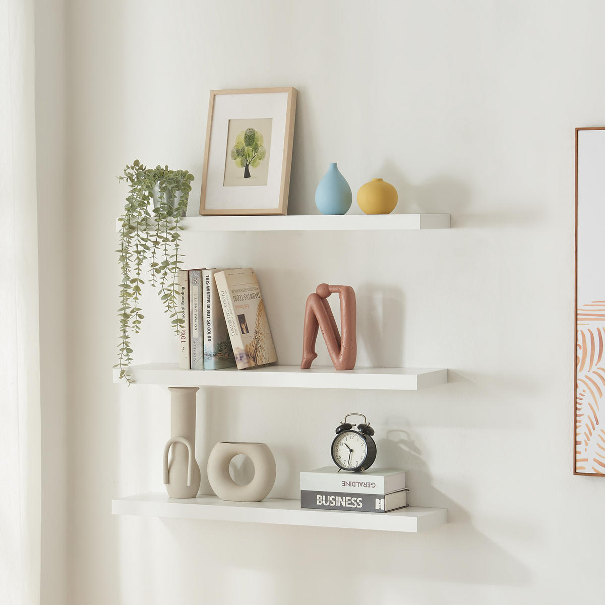 WANDREGAL-SET 3 TLG. Stranda - Weiß, Holzwerkstoff/Metall (20/4/80cm) - [en.casa]