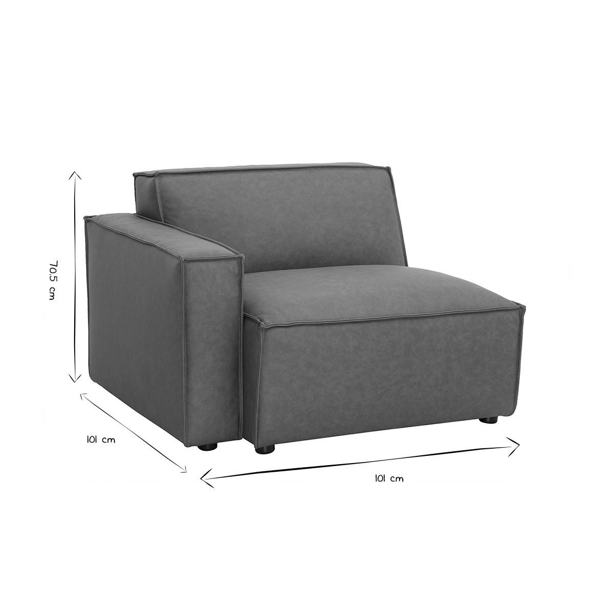 ECKMODUL Links Braun Leder SPLIT - Braun, Textil (101/70.5/101cm) - Miliboo