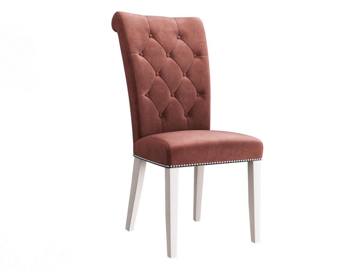 POLSTERSTUHL Christina, Holzfarbe: Weiß - Weiß/Rosa, Holz/Textil (47/103/68cm) - MIRJAN24
