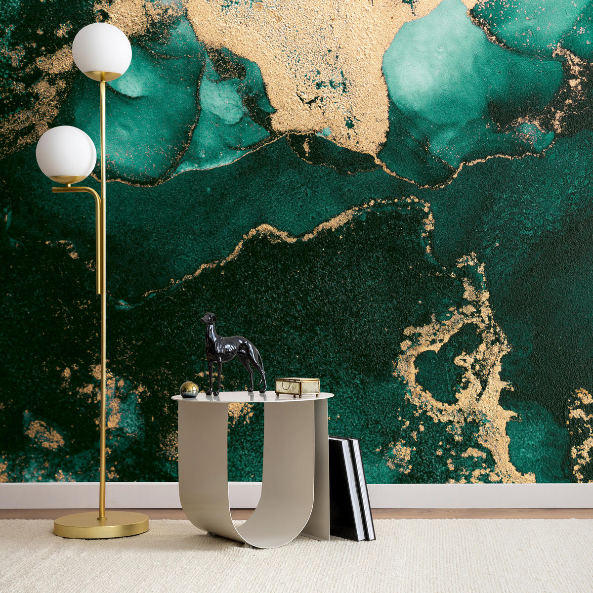 FOTOTAPETE für Küche Abstrakter Türkiser Marmor Goldimitation Modern 150x105 - Türkis, Papier (150/105cm) - Muralo