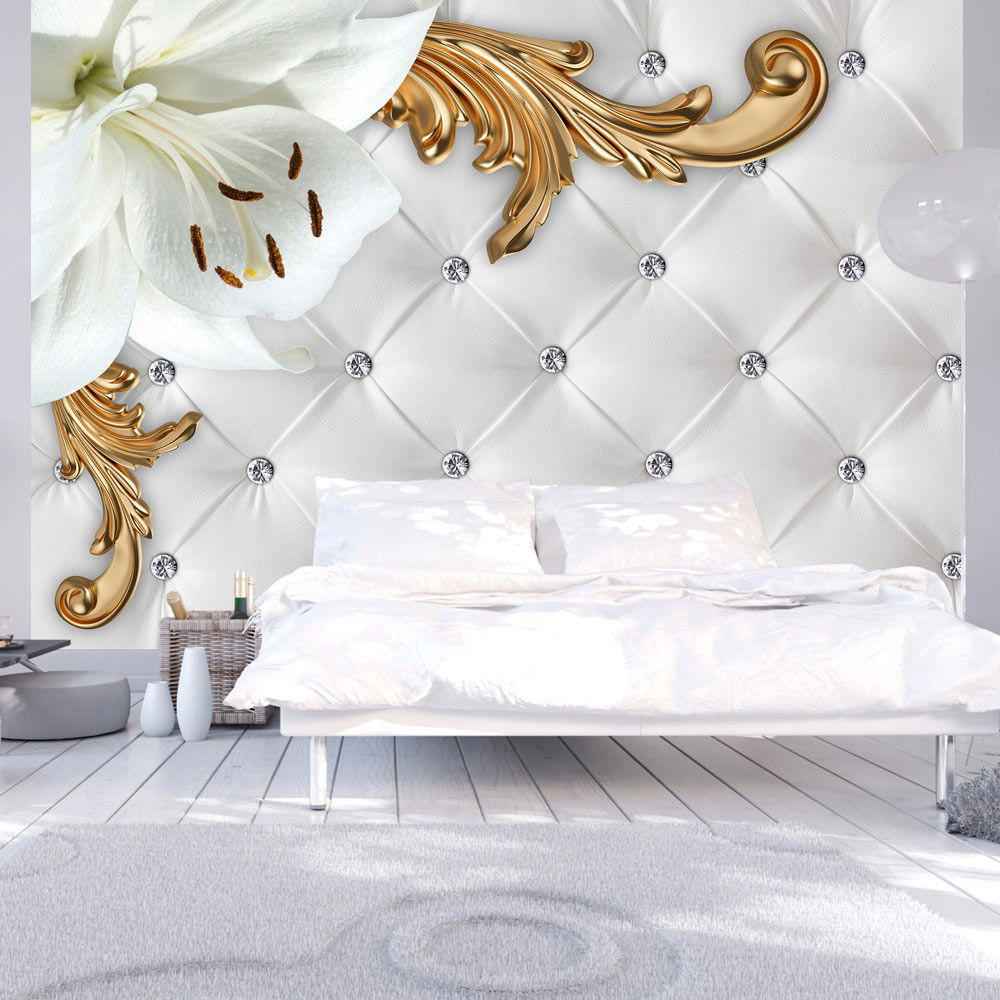 SELBSTKLEBENDE FOTOTAPETE Weiß 98/70 cm - Goldfarben/Weiß, Kunststoff/Textil (98/1cm) - KUNSTLOFT
