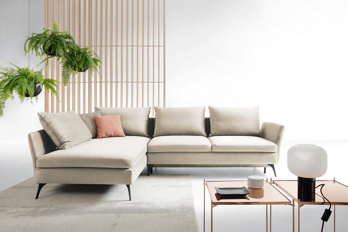 ECKSOFA Demisbal Cremeweiß mit Bettkasten - Creme, Textil (282/182cm) - Selsey