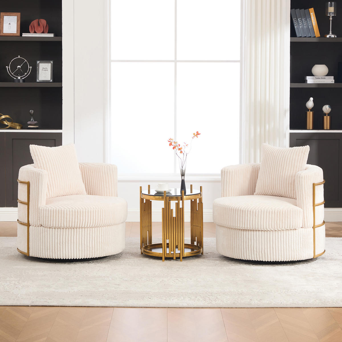 SESSEL 2er-Set 360° drehbar mit Stauraum, DE-42295, Beige - Beige, Textil (76/78/79cm) - ComfortXL