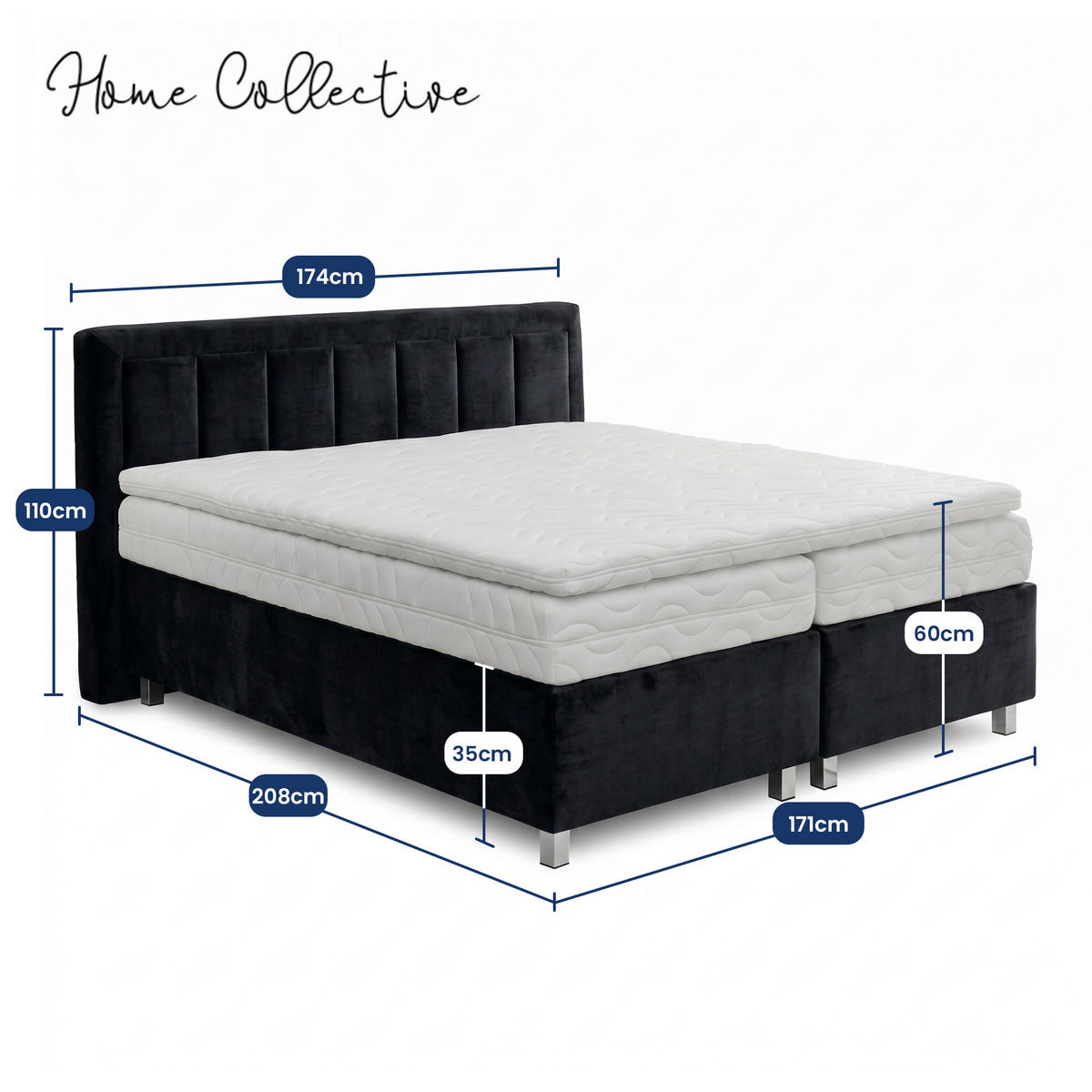 BOXBETT H3 Matratze 160x200 cm in Schwarz - Schwarz, Textil (160/200cm) - Home Collective