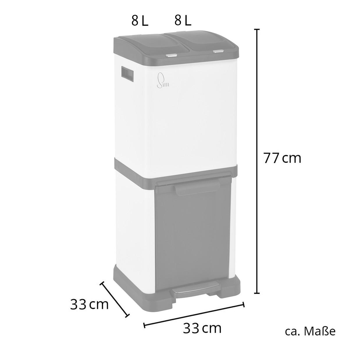 MÜLLEIMER 3XCombo - Weiß, Metall (33/77/33cm) - SVITA