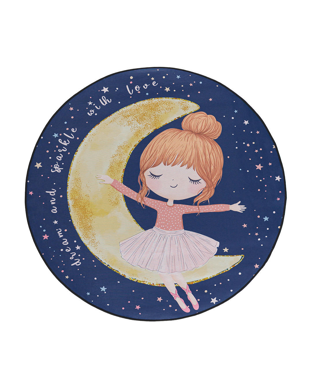 KINDERTEPPICH Bambini Luna Mazovia Rund Ø120cm Marineblau Rosa Ballerina Kurzflor - Gelb, Textil (120/120cm) - Mazovia