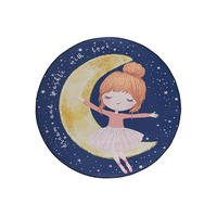 KINDERTEPPICH Bambini Luna Mazovia Rund Ø100cm Marineblau Rosa Ballerina Kurzflor - Gelb, Textil (100/100cm) - Mazovia
