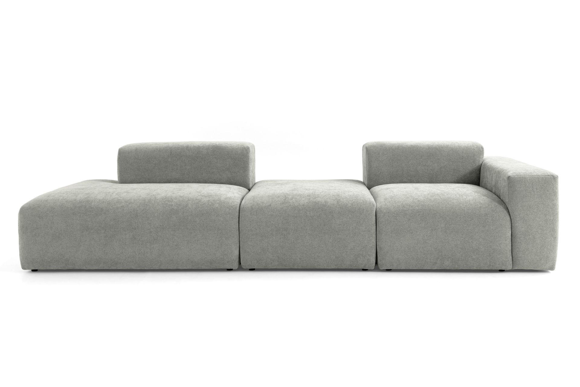 4-SITZER modulares Sofa HEAVEN SET 4 Links, Breite 335 cm Webstoff Grau - Schwarz/Grau, Holz/Kunststoff (335/71/102cm) - Muffo