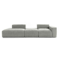 4-SITZER modulares Sofa HEAVEN SET 4 Links, Breite 335 cm Webstoff Grau - Schwarz/Grau, Holz/Kunststoff (335/71/102cm) - Muffo