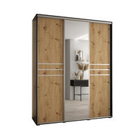 SCHWEBETÜRENSCHRANK 235,2/190/45 3-türig - Silberfarben/Schwarz, Holz/Metall (190/235/45cm) - Abiks Möbel