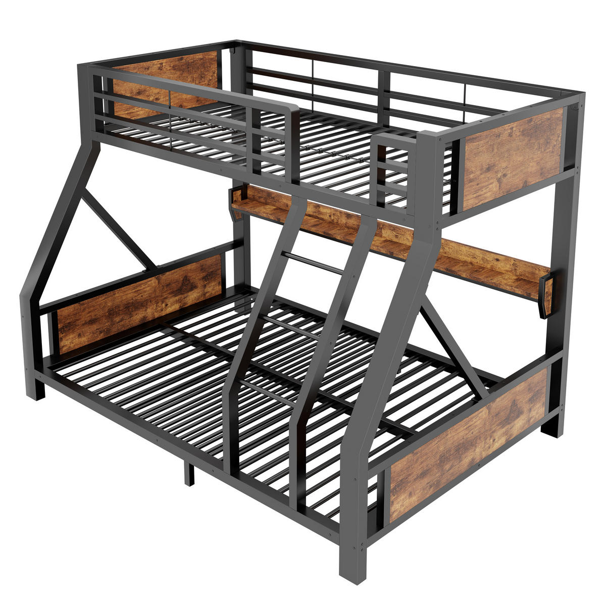 ETAGENBETT 90/140/200 cm mit LED, DE-41604, in Schwarz - Schwarz, Metall (140/200cm) - ComfortXL