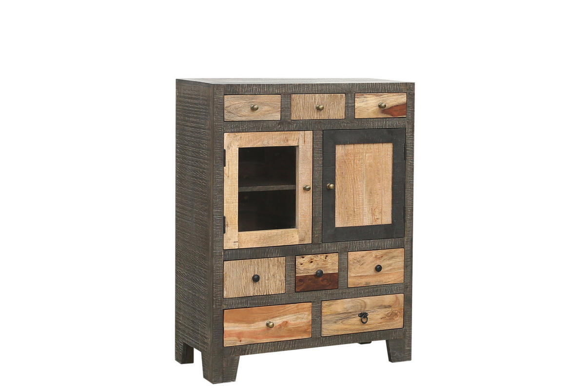 KOMMODE Erik Mangoholz Mehrfarbig 118x40x90cm - Multicolor, Holz (40/118/90cm) - DELUKE