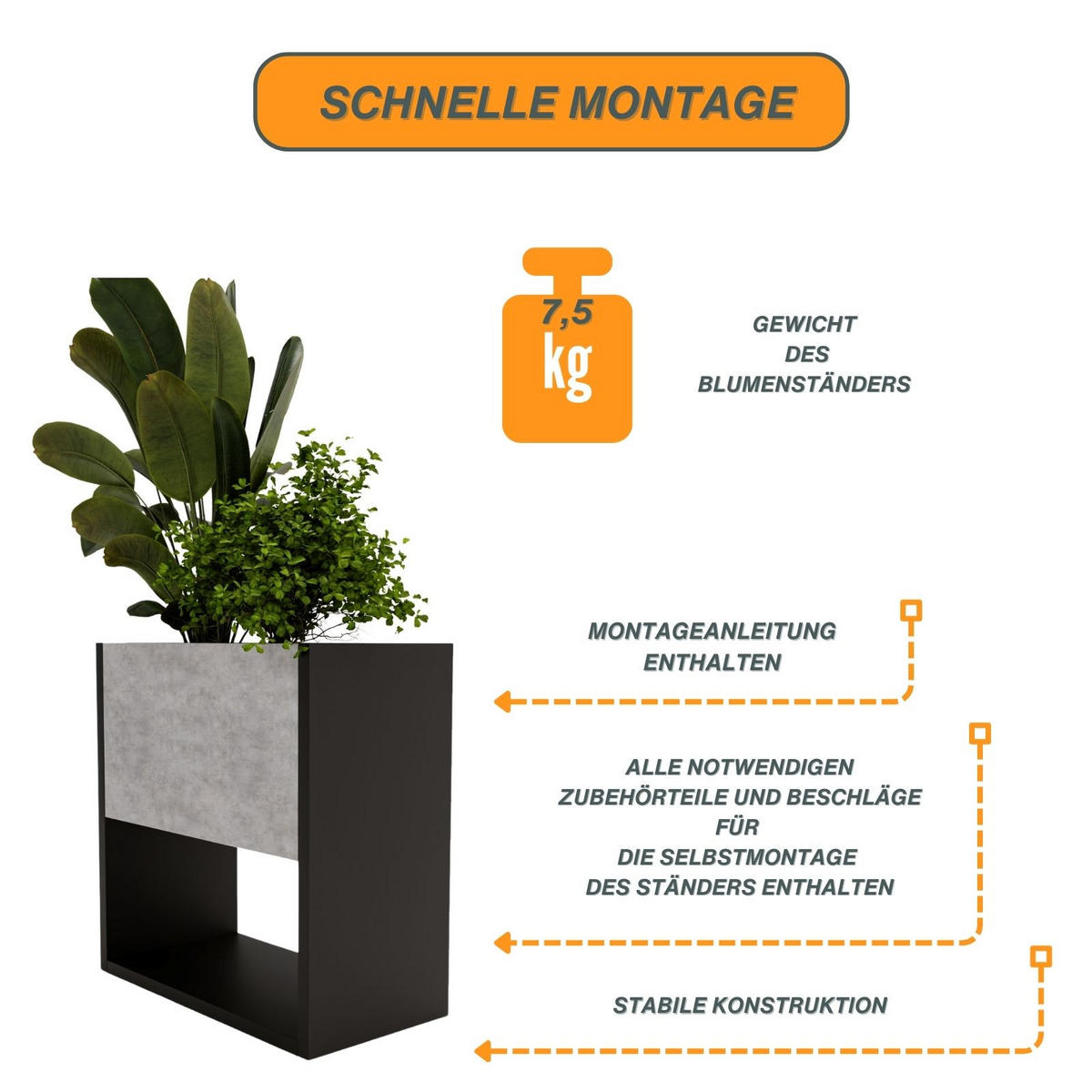 BLUMENKASTEN - Grau, Holzwerkstoff (46195/45/44cm) - RAUMHIRSCH FURNITURE