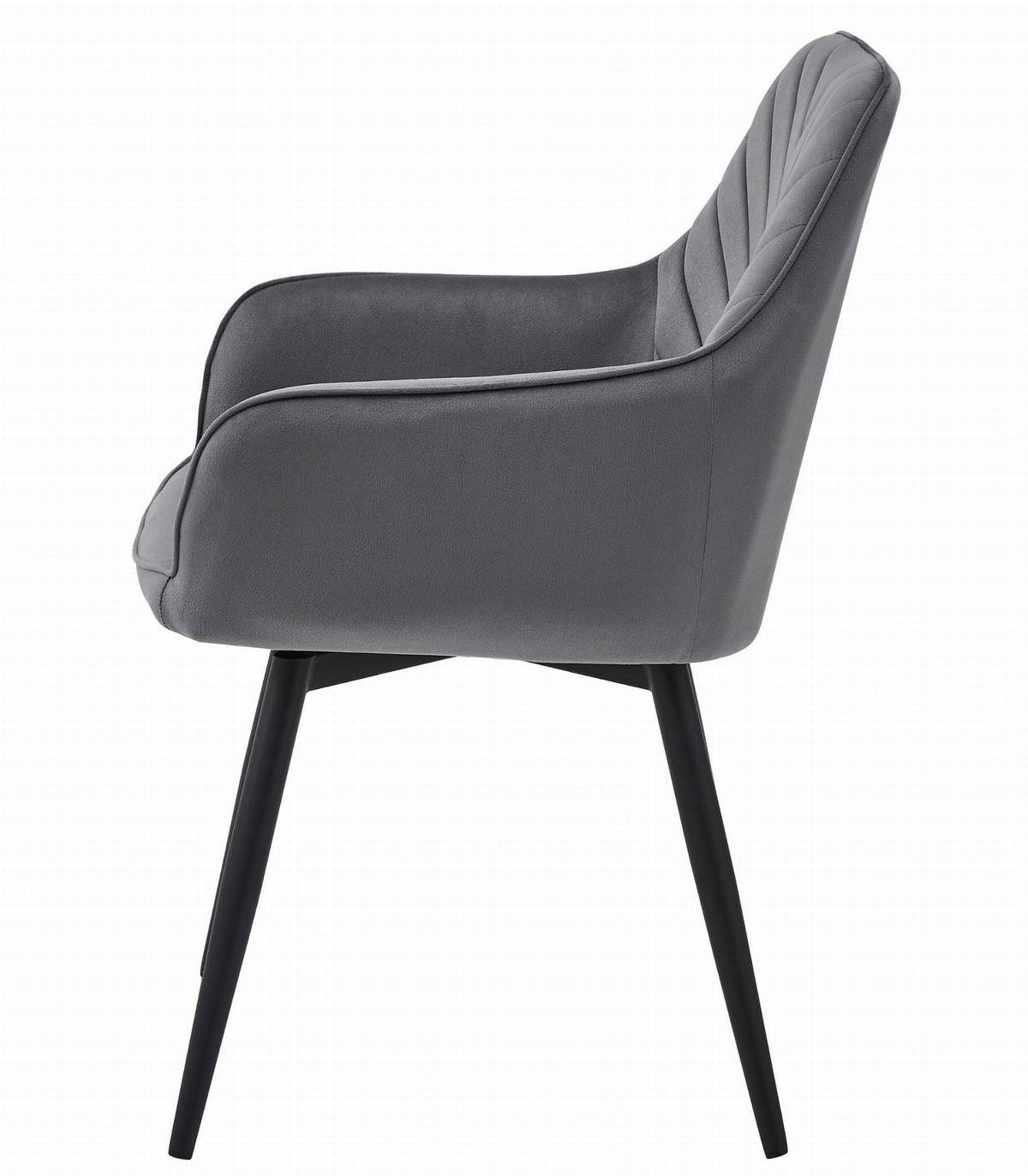 ESSZIMMERSTUHL 2-er Set WAAV360 dunkelgrauer Sitz, schwarze Beine - Dunkelgrau/Schwarz, Textil (56/83.5/61cm) - Valora