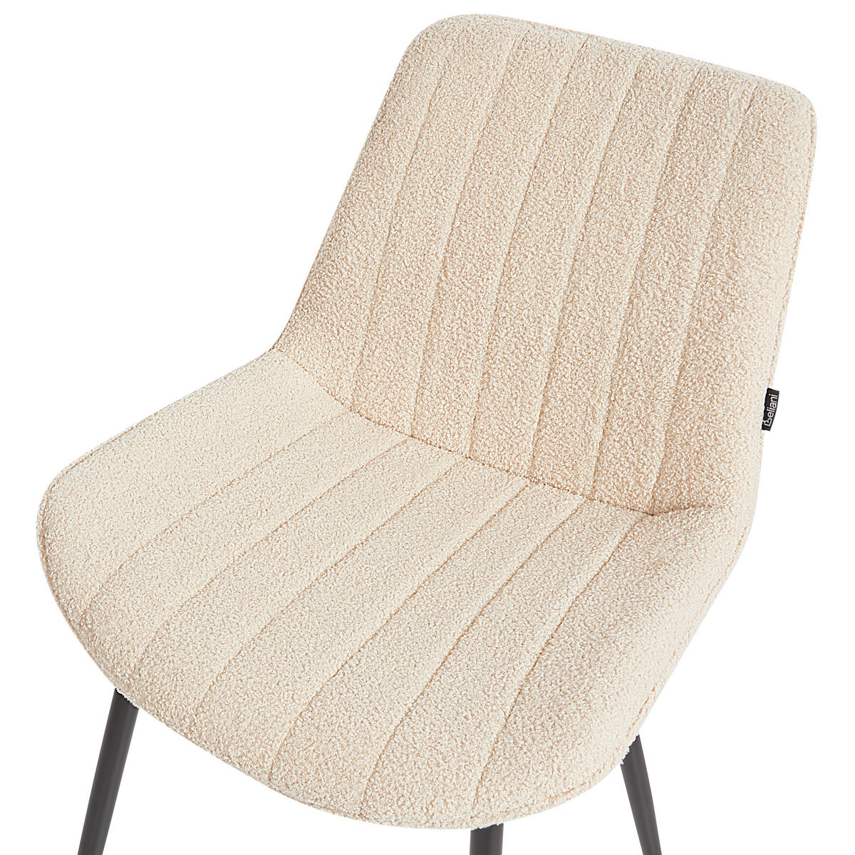 ESSZIMMERSTUHL 2er-Set Bouclé Helles Beige Dubrovnik - Beige/Schwarz, Textil (53/81/58cm) - Beliani