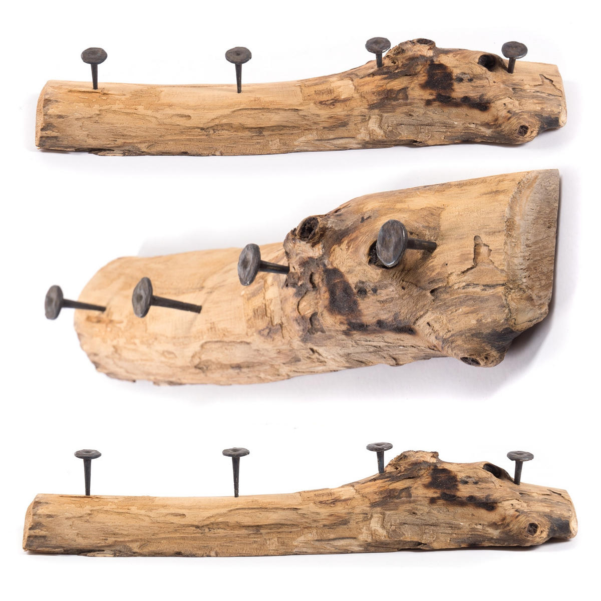WANDGARDEROBE TEAKROOTS 50 Teakholzwurzel, 4 Haken naturfarben - Braun, Holz (50/12/8cm) - DESIGN DELIGHTS