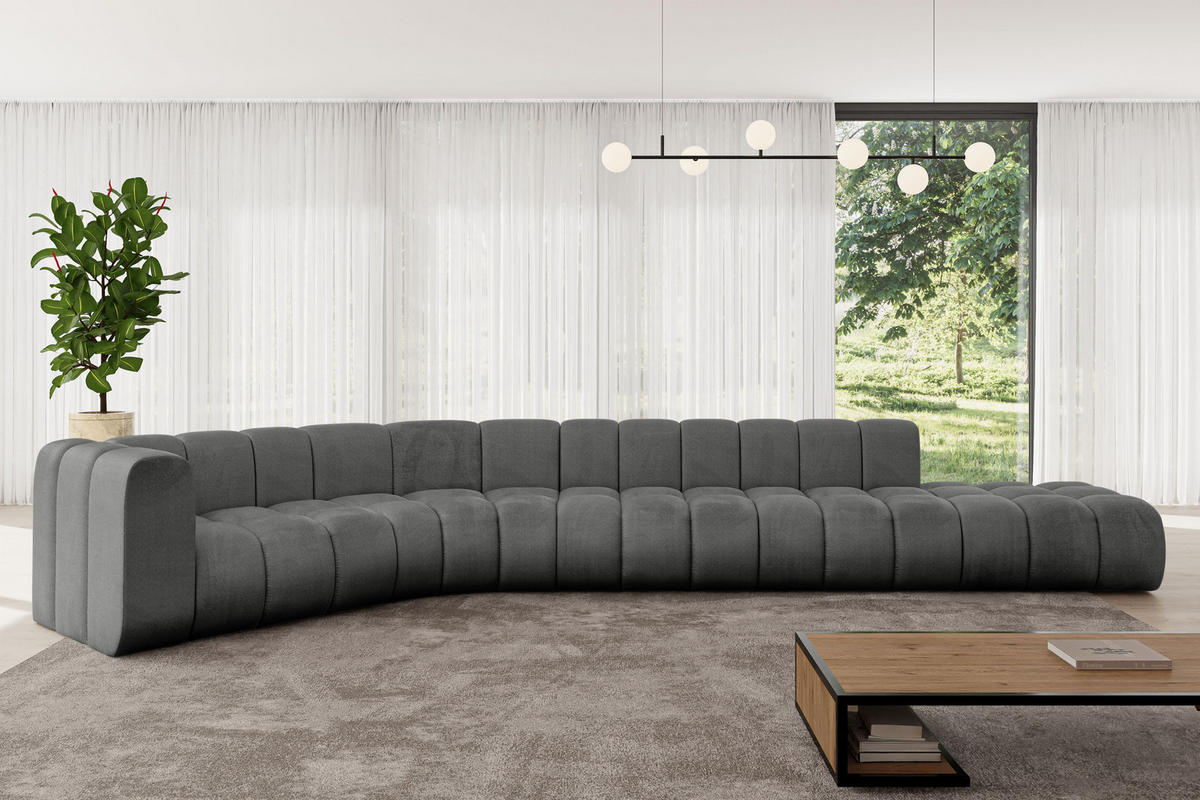 ECKSOFA modulares Sofa Tilmo-L2 - 490x194x70 cm Dunkelgrau - Dunkelgrau, Holzwerkstoff/Textil (490/194cm) - ALTDECOR