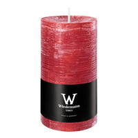 STUMPENKERZE Rustik Marble Style Rubin Rot 130 x Ø 68 mm, 1 Stück - Rot, Paraffin (7/13cm) - Wiedemann Kerzen