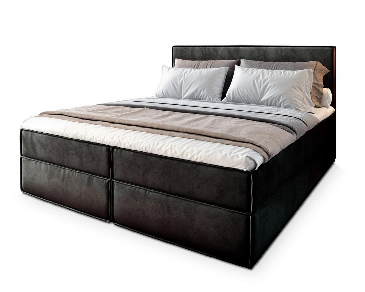 POSTEL BOXSPRING PELLIO 160x200 cm, s matrací a úložným prostorem, černá - černá, kompozitní dřevo/textil (160/200cm) - MASSENO