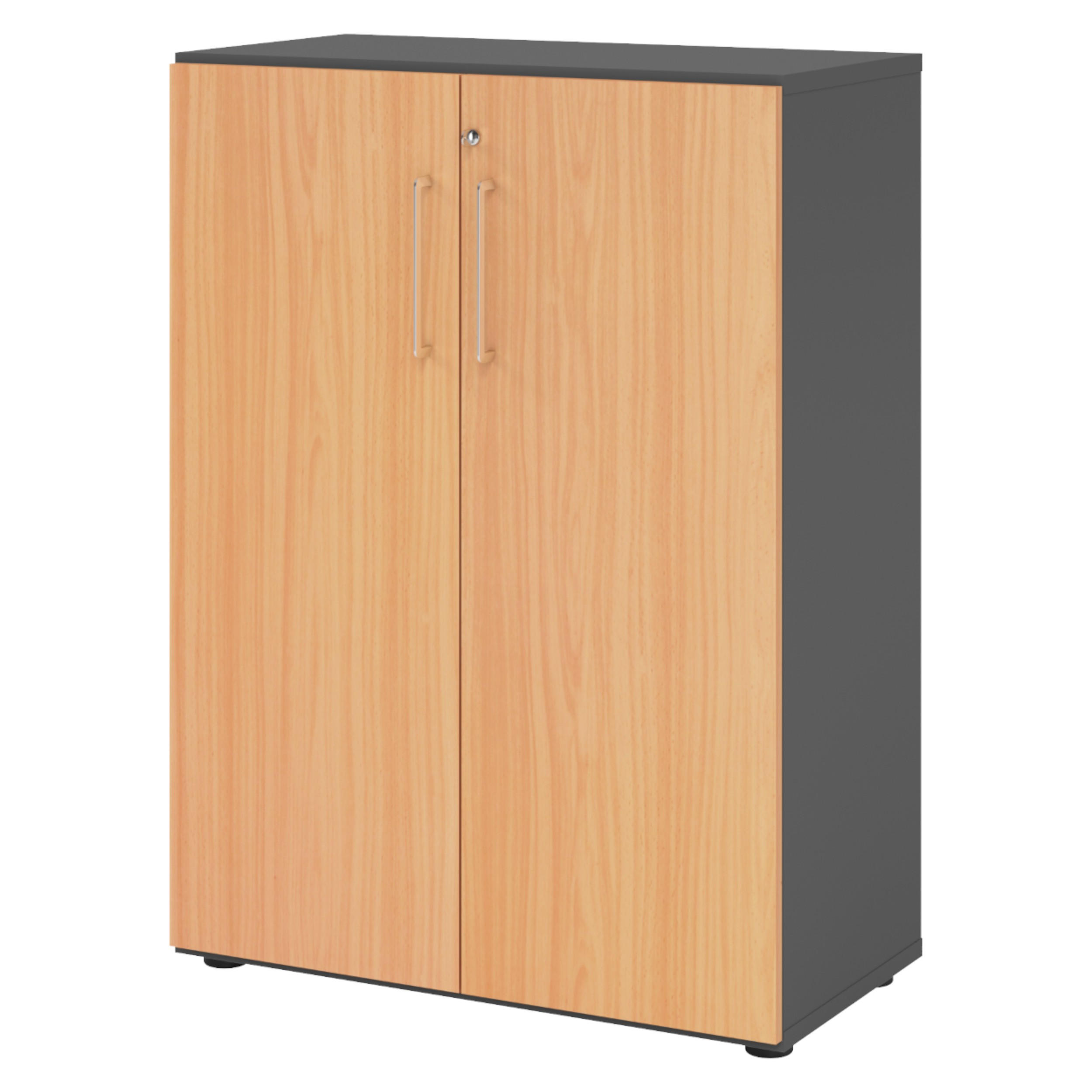 AKTENSCHRANK - 3 Ordnerhöhen 42/80/110 cm in Graphitfarben/Buchefarben - Buchefarben/Graphitfarben, Holzwerkstoff (80/110/42cm) - bümö