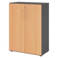 AKTENSCHRANK - 3 Ordnerhöhen 42/80/110 cm in Graphitfarben/Buchefarben - Buchefarben/Graphitfarben, Holzwerkstoff (80/110/42cm) - bümö