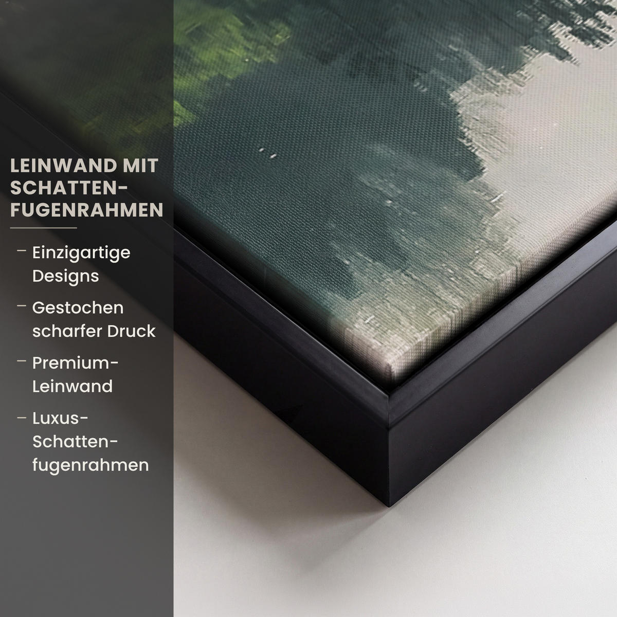 LEINWAND Bilder mit Rahmen - Natur - Bäume - Berge - See - Wasser - 50x50 - Hellgrün, Textil (50/50cm) - MuchoWow