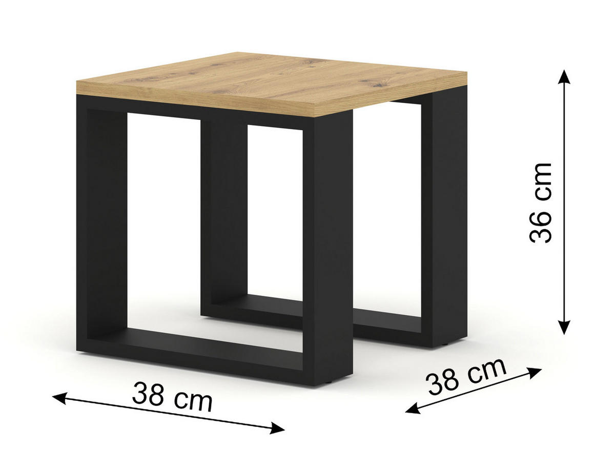 COUCHTISCH Artisan, Schwarz 60/40/60 - Schwarz, Holzwerkstoff (60/60/40cm) - RAUMHIRSCH FURNITURE