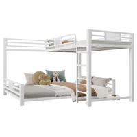 ETAGENBETT 90/200 cm & 140/200 cm in Weiß L-Form mit Schutzgittern - Weiß, Metall (90/200cm) - CHICFURN
