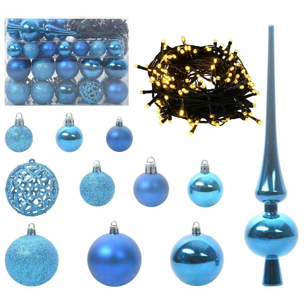 WEIHNACHTSKUGELSET 61 -teilig Blau Kunststoff - Blau, Kunststoff (6/27/6cm) - vidaXL