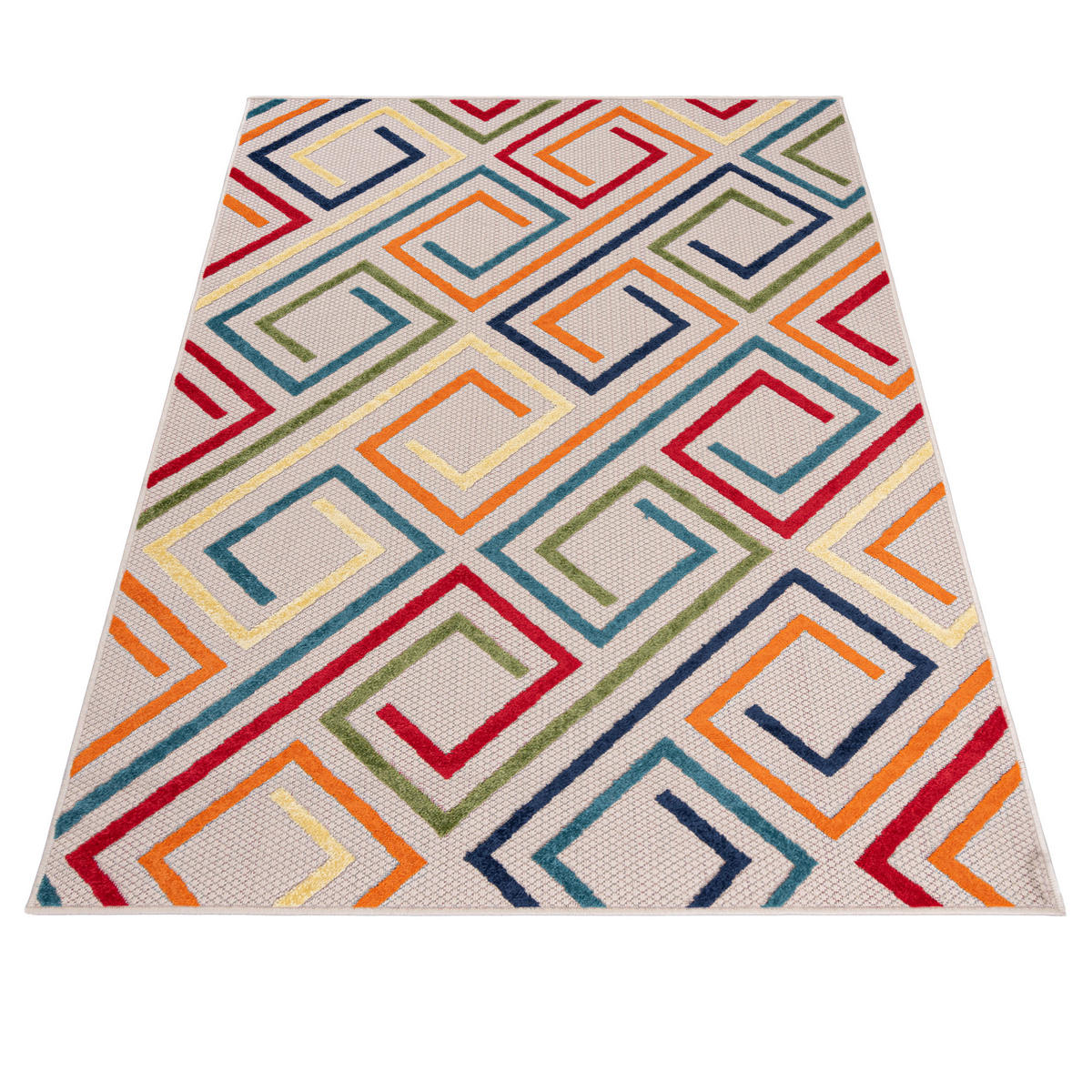 TEPPICH Outdoor Bunte Geometrisch Kurzflor Rechteckig - 160x230 cm - Grün, Textil (160/230cm) - Mazovia