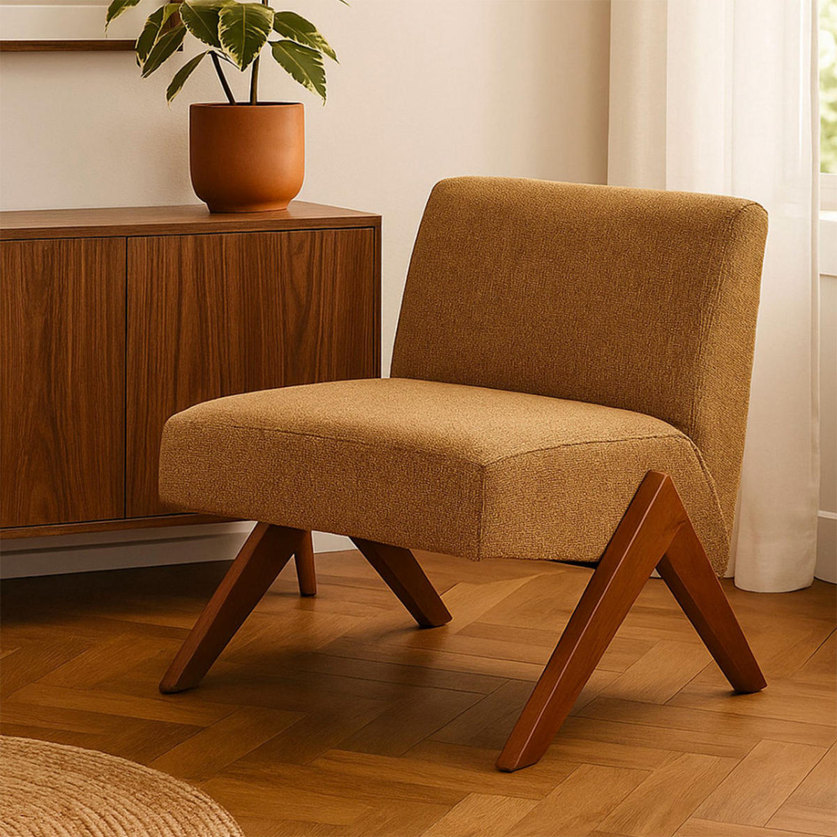 STOFFSESSEL mit Holzfüßen - Vinto - Heidebraun - Braun, Textil (63/75/72cm) - Drawer