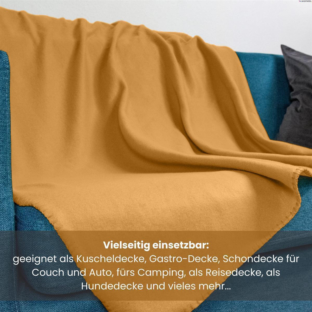 FLEECEDECKE 3er Set gelb 130/160 cm Kettelrand Anti-Pilling - Gelb, Textil (130/160cm) - wometo