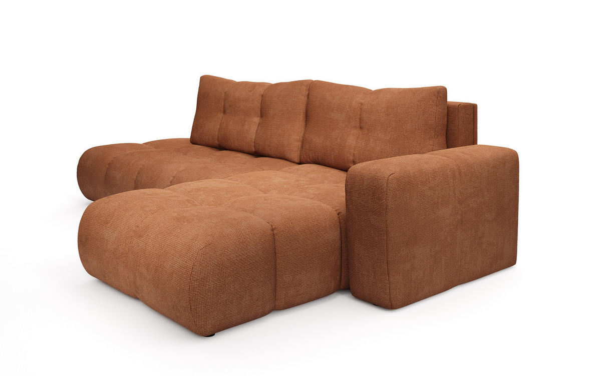 ECKSOFA DUCA R-S Orange Chenille mit Schlaffunktion - Orange, Holz (266.5/266.5cm) - MASSENO