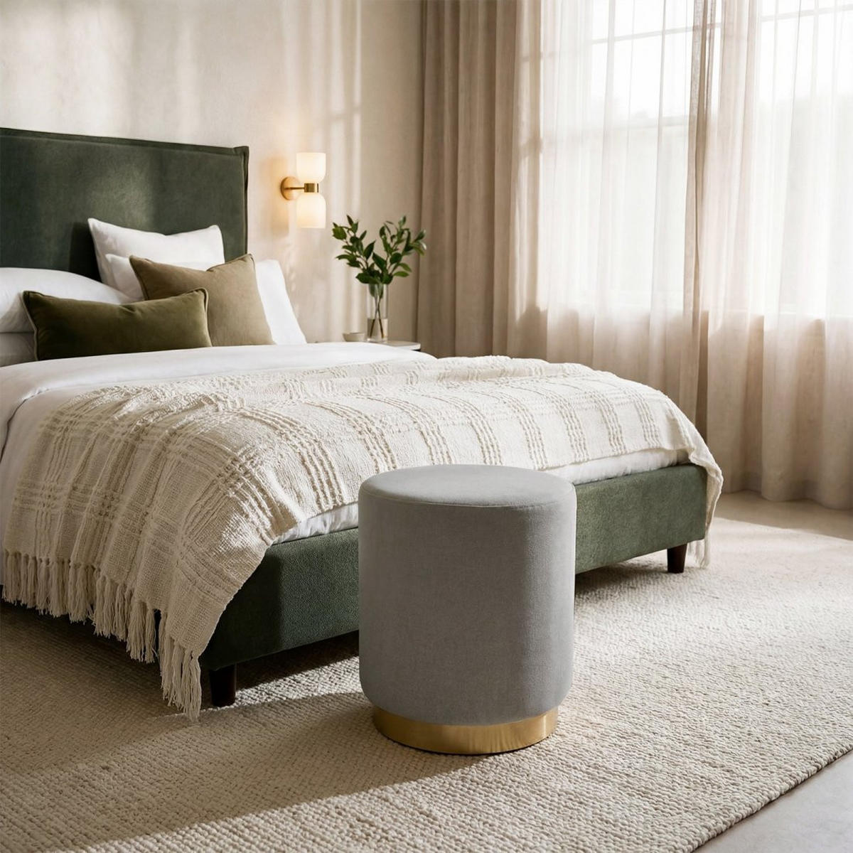 POUF Fani Grau 36 cm x 40 cm - Grau, Textil (36/40/36cm) - Klast Home