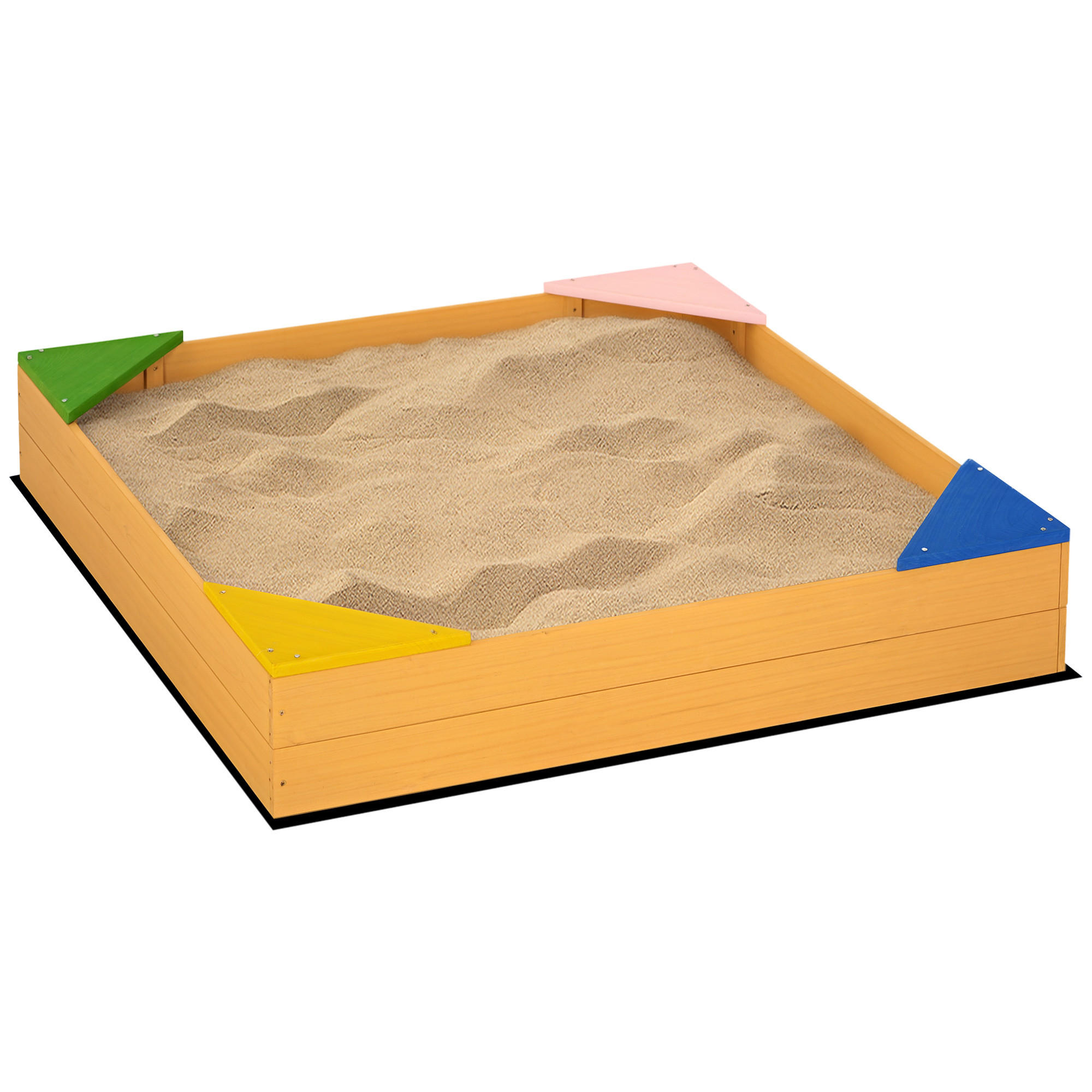 SANDKASTEN DE-18749 4 Sitzplätze & Schutzvlies Naturholz - Naturfarben, Holzwerkstoff (109/109/19.8cm) - ComfortXL