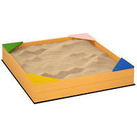 SANDKASTEN DE-18749 4 Sitzplätze & Schutzvlies Naturholz - Naturfarben, Holzwerkstoff (109/109/19.8cm) - ComfortXL