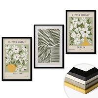 WANDBILDER 3er-Set - 40x60 cm Schwarzer Rahmen - Blumenmuster London Dublin - Schwarz, Kunststoff (40/60cm) - ArtPrintCave